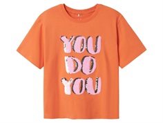 Name It t-shirt fresh salmon with sequins  
